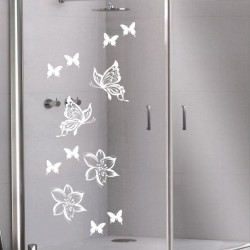 Aufkleber Glas Dekor Fenster Dusche Duschkabine Glas Tür Glastür Schaufenster Beschriftung Spa Wellness Meer Delphin Rose Wasser