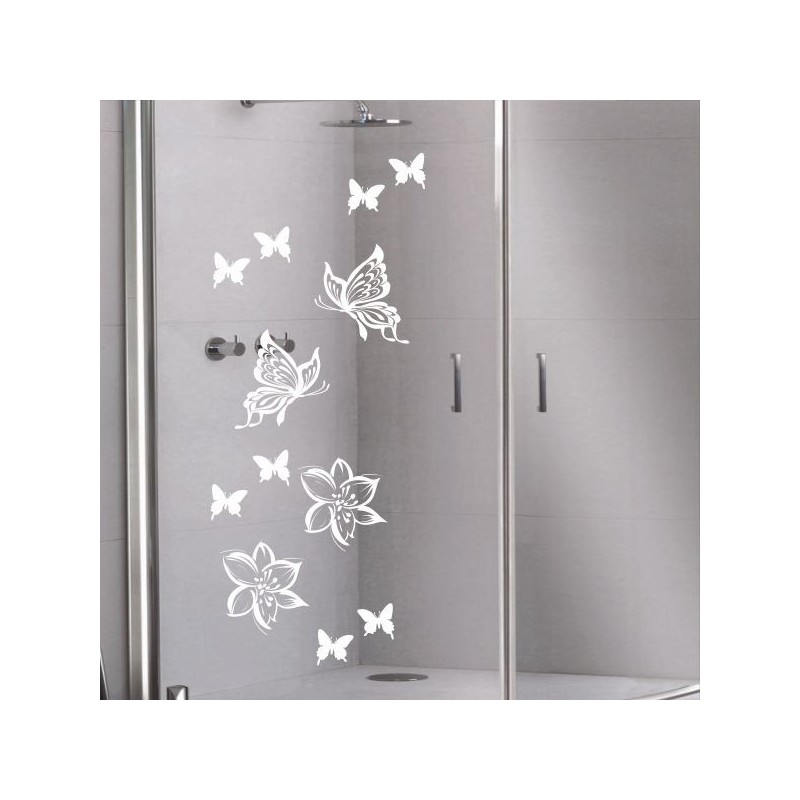 Aufkleber Glas Dekor Fenster Dusche Duschkabine Glas Tür Glastür Schaufenster Beschriftung Spa Wellness Meer Delphin Rose Wasser