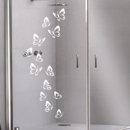 Aufkleber Glas Dekor Fenster Dusche Duschkabine Glas Tür Glastür Schaufenster Beschriftung Spa Wellness Meer Delphin Rose Wasser