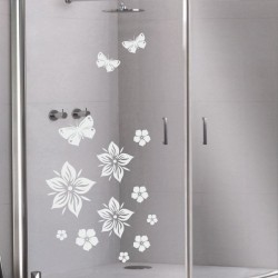 Aufkleber Glas Dekor Fenster Dusche Duschkabine Glas Tür Glastür Schaufenster Beschriftung Spa Wellness Meer Delphin Rose Wasser