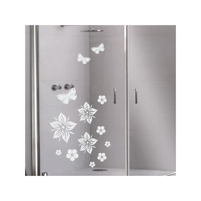 Aufkleber Glas Dekor Fenster Dusche Duschkabine Glas Tür Glastür Schaufenster Beschriftung Spa Wellness Meer Delphin Rose Wasser