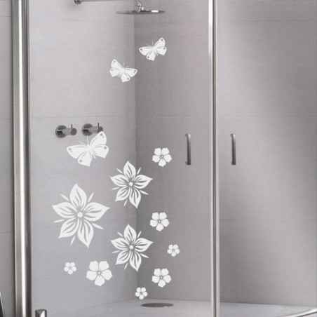 Aufkleber Glas Dekor Fenster Dusche Duschkabine Glas Tür Glastür Schaufenster Beschriftung Spa Wellness Meer Delphin Rose Wasser