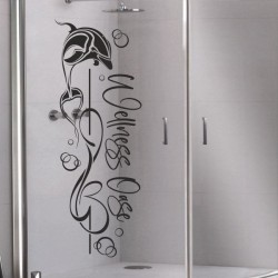 Aufkleber Glas Dekor Fenster Dusche Duschkabine Glas Tür Glastür Schaufenster Beschriftung Spa Wellness Meer Delphin Rose Wasser