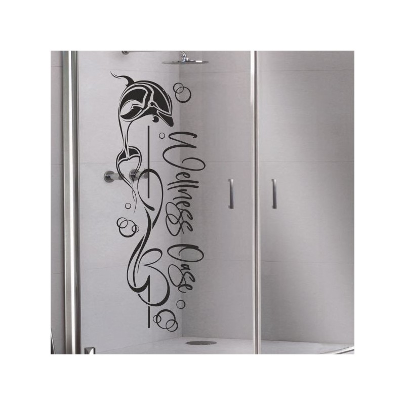 Aufkleber Glas Dekor Fenster Dusche Duschkabine Glas Tür Glastür Schaufenster Beschriftung Spa Wellness Meer Delphin Rose Wasser