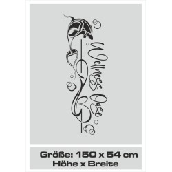 Aufkleber Glas Dekor Fenster Dusche Duschkabine Glas Tür Glastür Schaufenster Beschriftung Spa Wellness Meer Delphin Rose Wasser