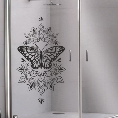 Aufkleber Glas Dekor Fenster Dusche Duschkabine Glas Tür Glastür Schaufenster Beschriftung Spa Wellness Meer Delphin Rose Wasser