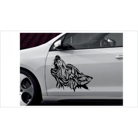 Aufkleber Auto Offroad 4x4 heulender Wolf Hund Fahrzeug Sticker