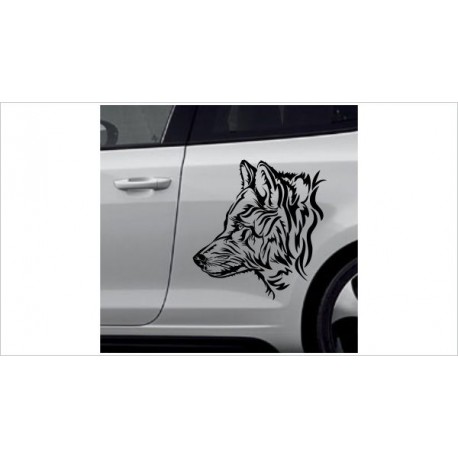 Aufkleber SET Offroad 4x4 heulender WOLF HUND HASKI Car Style Tattoo Seitenaufkleber