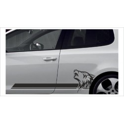 Aufkleber SET Offroad 4x4 heulender Wolf Hund Dekor Streifen  Car Style Tattoo Seitenaufkleber