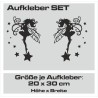 Aufkleber SET Auto Heckscheibe Car Tattoo Style La Familia Pferd Gecko Sprüche Power Blumen Ranke Fee Hexe Faultier Kolben