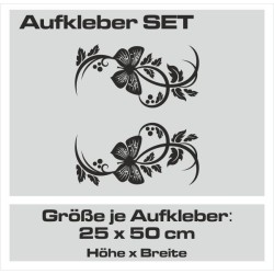 Aufkleber SET Auto Heckscheibe Car Tattoo Style La Familia Pferd Gecko Sprüche Power Blumen Ranke Fee Hexe Faultier Kolben