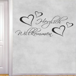 Wandaufkleber Wandtattoo Aufkleber Wand Herzlich Willkommen Schriftzug Tattoo Sprachen Herz Dekor Welcome Zuhause Home Sweet