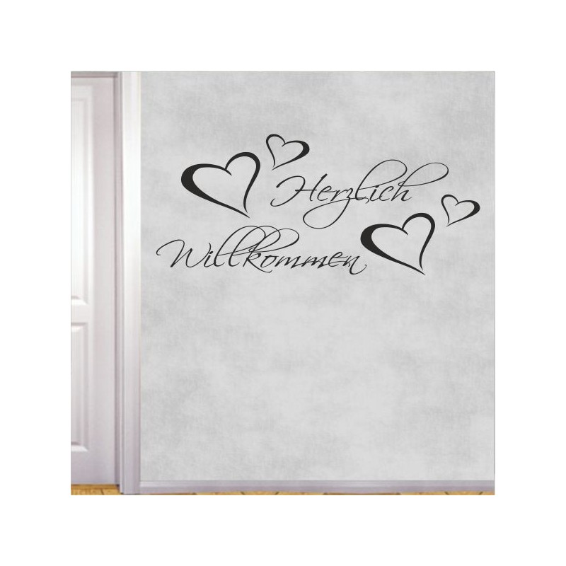 Wandaufkleber Wandtattoo Aufkleber Wand Herzlich Willkommen Schriftzug Tattoo Sprachen Herz Dekor Welcome Zuhause Home Sweet