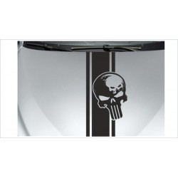 Punisher Aufkleber Auto Motorhaube Totenkopf Schädel Dekor Streifen Death Skull