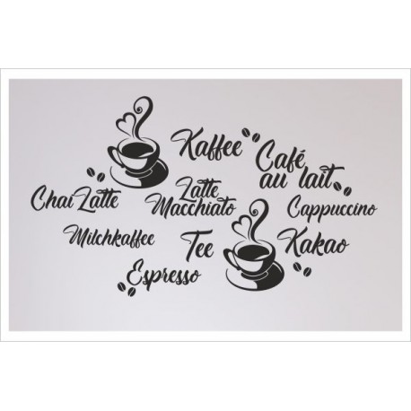 Kaffee Coffee Café Aufkleber SET 20 Stück Tasse Kaffeemühle Wandaufkleber Wandtattoo