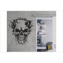 Punisher Wandtattoo Wand Aufkleber Farbklecks Blut Totenkopf Schädel Böse Death Skull Serious