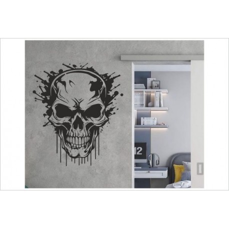 Punisher Wandtattoo Wand Aufkleber Farbklecks Blut Totenkopf Schädel Böse Death Skull Serious