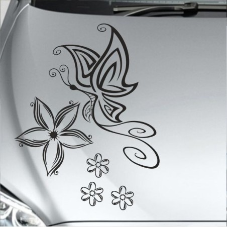 Aufkleber Auto Motorhaube Car Style Tuning Drache Tribal Dekor Rosen Blumen Schmetteringe Tattoo´s Fun Comic Flower Tiere