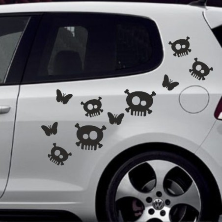 Aufkleber SET Auto Heckscheibe Car Tattoo Style La Familia Pferd Gecko Sprüche Power Blumen Ranke Fee Hexe Faultier Kolben