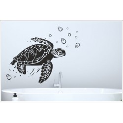 Schildkröte Meer Wellness Wasser Wasserblasen Aufkleber  Bad Tattoo Spa Wandaufkleber Wandtattoo