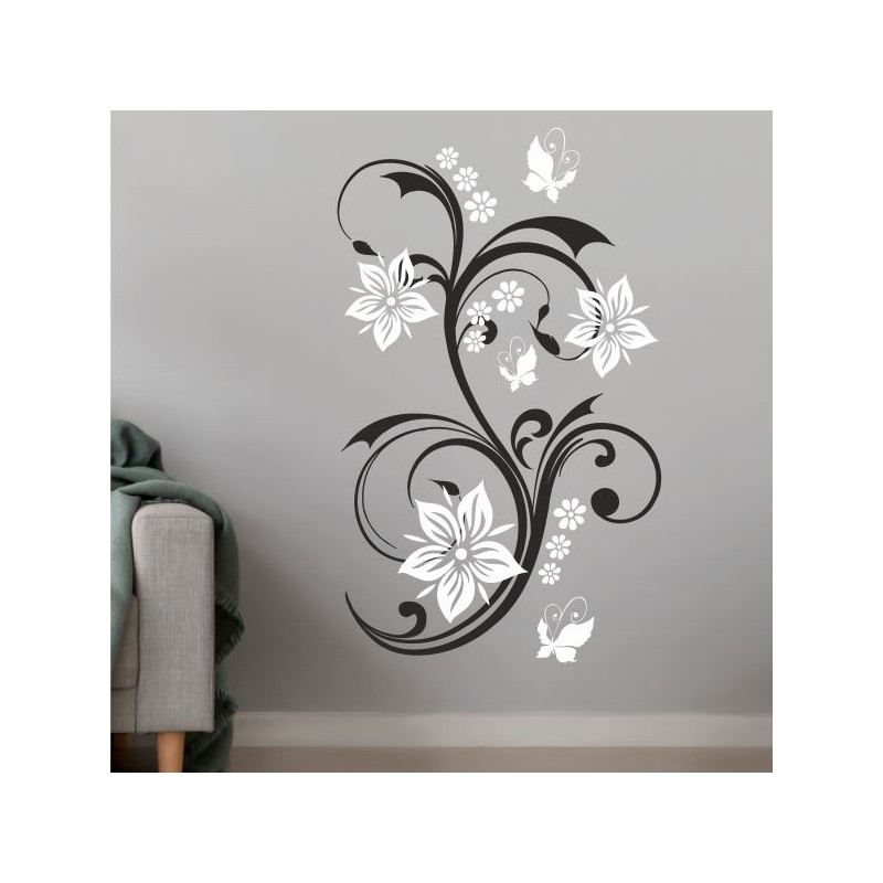 Wandaufkleber Wandtattoo Aufkleber Wand 2farbig Blumen Ranke Dekor Tattoo Musik Swing Noten Blüten Blumen Landschaft Rosen Liebe