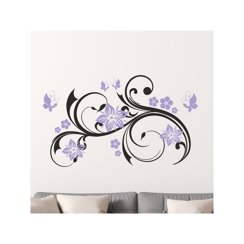 Wandaufkleber Wandtattoo Aufkleber Wand 2farbig Blumen Ranke Dekor Tattoo Musik Swing Noten Blüten Blumen Landschaft Rosen Liebe