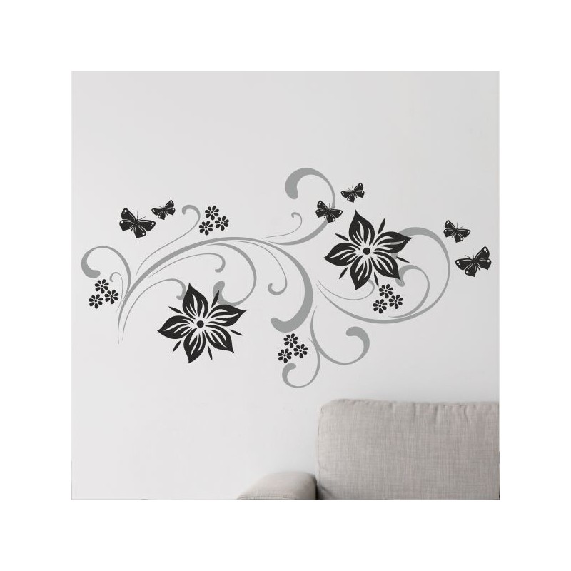 Wandaufkleber Wandtattoo Aufkleber Wand 2farbig Blumen Ranke Dekor Tattoo Musik Swing Noten Blüten Blumen Landschaft Rosen Liebe