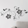 Wandaufkleber Wandtattoo Aufkleber Wand 2farbig Blumen Ranke Dekor Tattoo Musik Swing Noten Blüten Blumen Landschaft Rosen Liebe