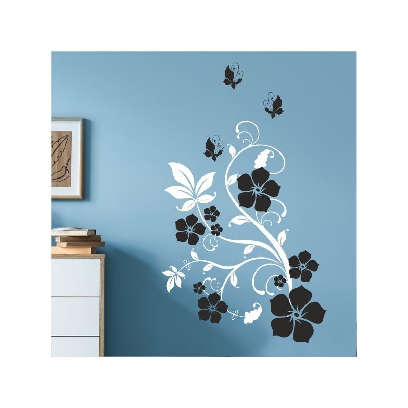 Wandaufkleber Wandtattoo Aufkleber Wand 2farbig Blumen Ranke Dekor Tattoo Musik Swing Noten Blüten Blumen Landschaft Rosen Liebe
