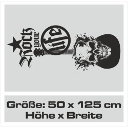 Wandaufkleber Wandtattoo Musik Bass Gitarre Sound Music Rock your Life Noten Notenschlüssel Kopfhörer DJ Totenkopf Disco Melodie