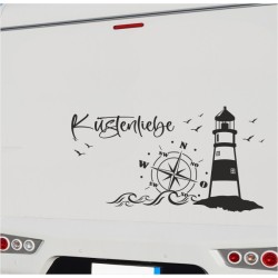 Wohnmobil Aufkleber Küstenliebe Leuchtturm Kompass Möwe Reise Wohnwagen Camping  WOMO 17