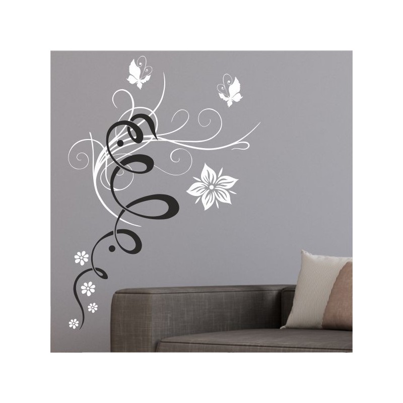 Wandaufkleber Wandtattoo Aufkleber Wand 2farbig Blumen Ranke Dekor Tattoo Musik Swing Noten Blüten Blumen Landschaft Rosen Liebe