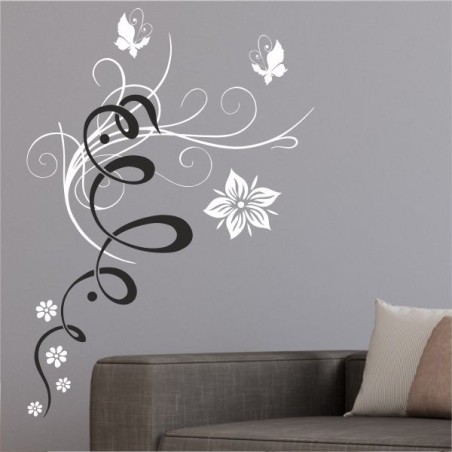 Wandaufkleber Wandtattoo Aufkleber Wand 2farbig Blumen Ranke Dekor Tattoo Musik Swing Noten Blüten Blumen Landschaft Rosen Liebe