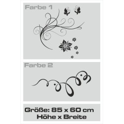 Wandaufkleber Wandtattoo Aufkleber Wand 2farbig Blumen Ranke Dekor Tattoo Musik Swing Noten Blüten Blumen Landschaft Rosen Liebe