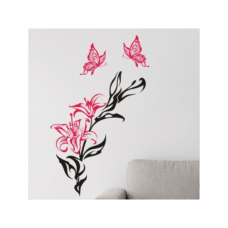Wandaufkleber Wandtattoo Aufkleber Wand 2farbig Blumen Ranke Dekor Tattoo Musik Swing Noten Blüten Blumen Landschaft Rosen Liebe
