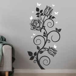 Wandaufkleber Wandtattoo Aufkleber Wand 2farbig Blumen Ranke Dekor Tattoo Musik Swing Noten Blüten Blumen Landschaft Rosen Liebe