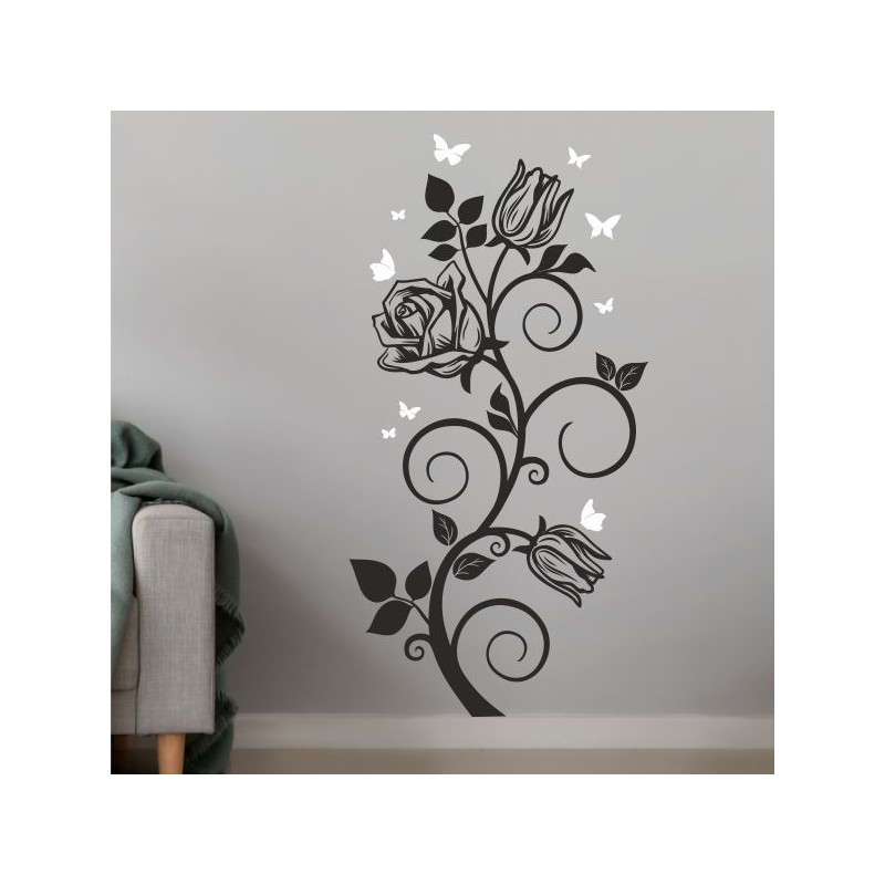 Wandaufkleber Wandtattoo Aufkleber Wand 2farbig Blumen Ranke Dekor Tattoo Musik Swing Noten Blüten Blumen Landschaft Rosen Liebe
