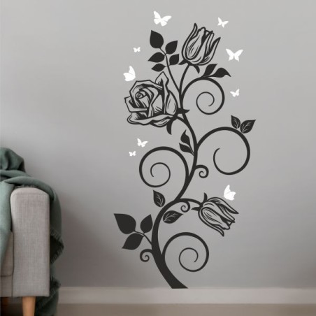 Wandaufkleber Wandtattoo Aufkleber Wand 2farbig Blumen Ranke Dekor Tattoo Musik Swing Noten Blüten Blumen Landschaft Rosen Liebe