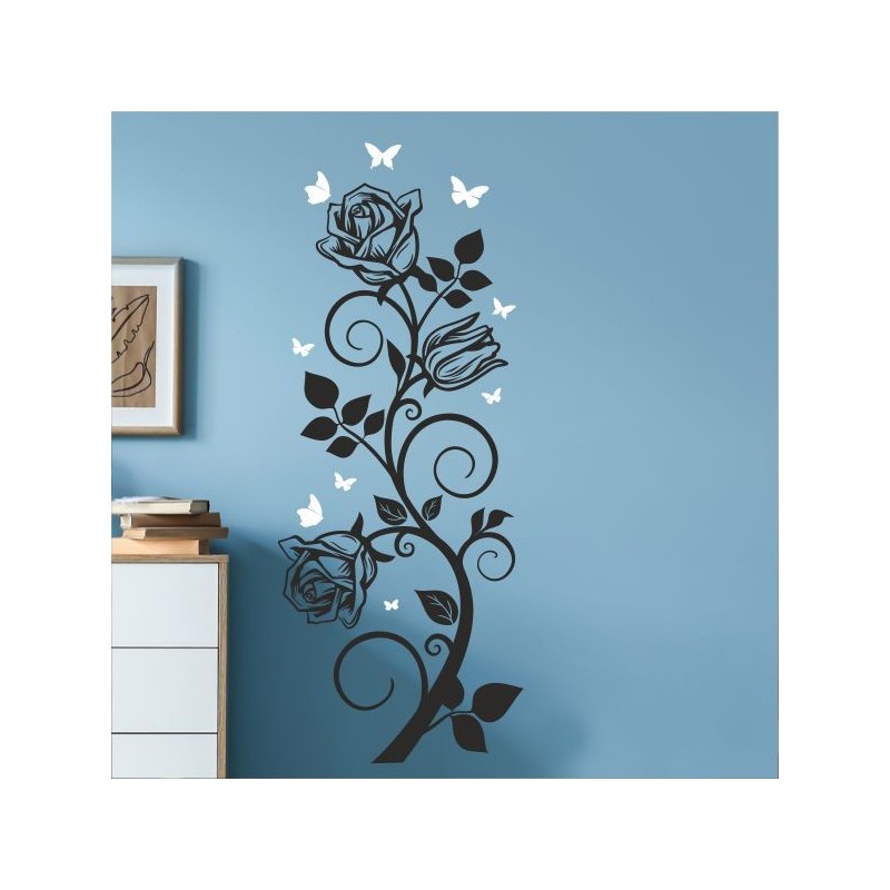 Wandaufkleber Wandtattoo Aufkleber Wand 2farbig Blumen Ranke Dekor Tattoo Musik Swing Noten Blüten Blumen Landschaft Rosen Liebe
