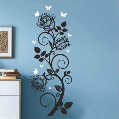Wandaufkleber Wandtattoo Aufkleber Wand 2farbig Blumen Ranke Dekor Tattoo Musik Swing Noten Blüten Blumen Landschaft Rosen Liebe