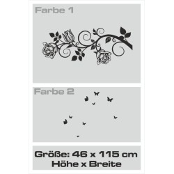 Wandaufkleber Wandtattoo Aufkleber Wand 2farbig Blumen Ranke Dekor Tattoo Musik Swing Noten Blüten Blumen Landschaft Rosen Liebe