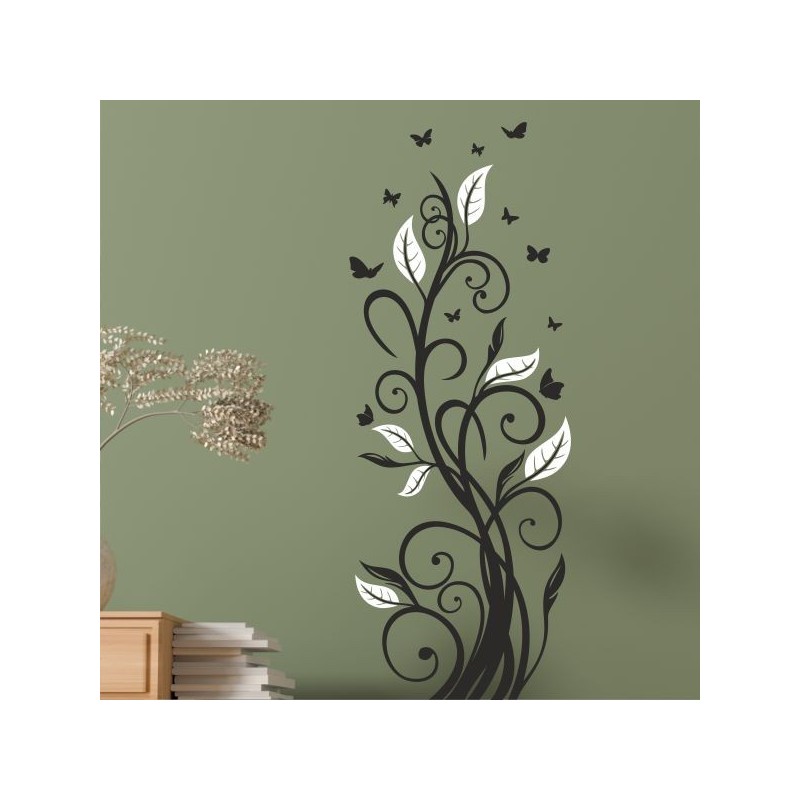 Wandaufkleber Wandtattoo Aufkleber Wand 2farbig Blumen Ranke Dekor Tattoo Musik Swing Noten Blüten Blumen Landschaft Rosen Liebe