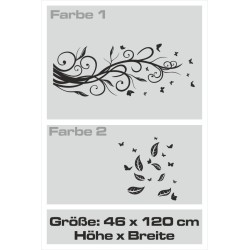 Wandaufkleber Wandtattoo Aufkleber Wand 2farbig Blumen Ranke Dekor Tattoo Musik Swing Noten Blüten Blumen Landschaft Rosen Liebe
