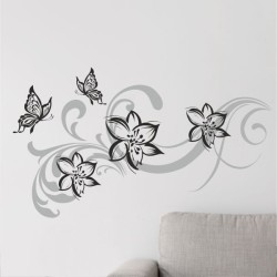 Wandaufkleber Wandtattoo Aufkleber Wand 2farbig Blumen Ranke Dekor Tattoo Musik Swing Noten Blüten Blumen Landschaft Rosen Liebe