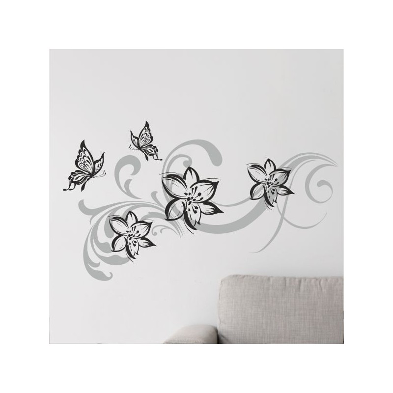 Wandaufkleber Wandtattoo Aufkleber Wand 2farbig Blumen Ranke Dekor Tattoo Musik Swing Noten Blüten Blumen Landschaft Rosen Liebe