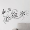 Wandaufkleber Wandtattoo Aufkleber Wand 2farbig Blumen Ranke Dekor Tattoo Musik Swing Noten Blüten Blumen Landschaft Rosen Liebe