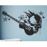 Wandaufkleber Wandtattoo Musik Bass Gitarre Sound Music Rock your Life Noten Notenschlüssel Kopfhörer DJ Totenkopf Disco Melodie