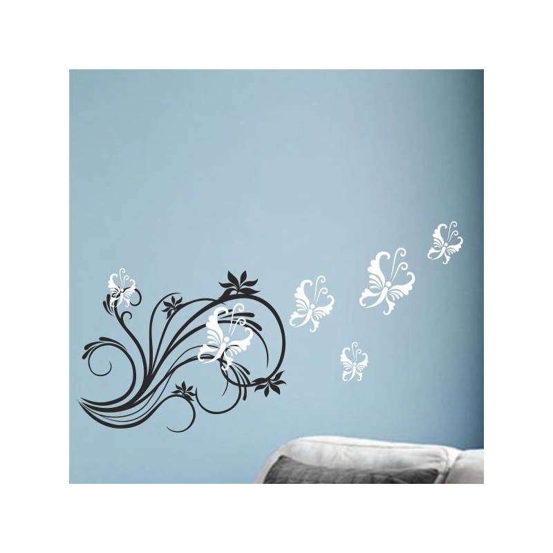 Wandaufkleber Wandtattoo Aufkleber Wand 2farbig Blumen Ranke Dekor Tattoo Musik Swing Noten Blüten Blumen Landschaft Rosen Liebe