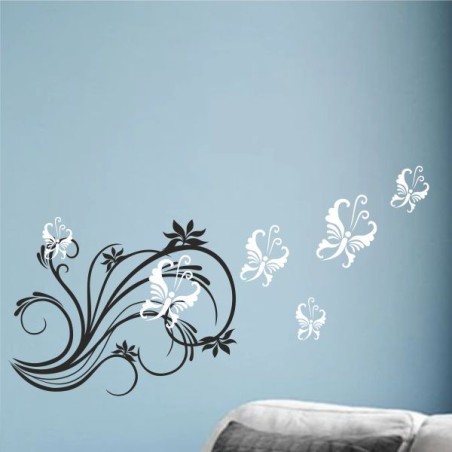 Wandaufkleber Wandtattoo Aufkleber Wand 2farbig Blumen Ranke Dekor Tattoo Musik Swing Noten Blüten Blumen Landschaft Rosen Liebe