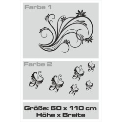 Wandaufkleber Wandtattoo Aufkleber Wand 2farbig Blumen Ranke Dekor Tattoo Musik Swing Noten Blüten Blumen Landschaft Rosen Liebe
